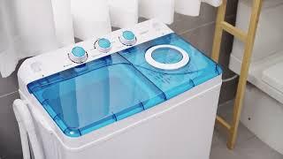 Costway 26lbs Portable Semi-Automatic Twin Tub Washing Machine with Drain Pump