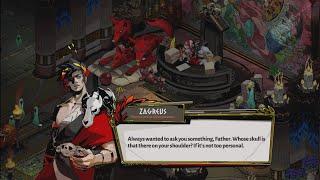 Zagreus asks his Father whose skull is on his shoulder - Hades