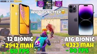 IPHONE XR VS IPHONE 14 PRO MAX  PUBG TDM TEST  | IOS  90 FPS vs IOS 60 FPS | Pubg Mobile