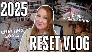 chatting goals, desk reorganization, scanning books  | 2025 RESET VLOG!