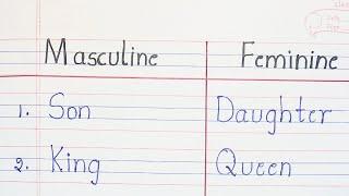 Gender Nouns in English Grammar || Masculine and Feminine || 30 Examples of Masculine and Feminine