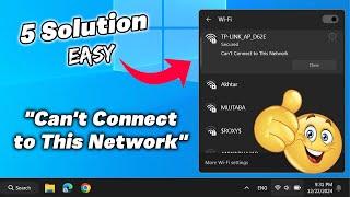 Fix Can't Connect to This Network in Windows 10 or 11 | Fix Wifi not Connecting | 100% Working ️