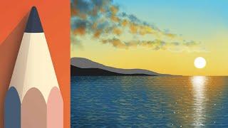 How to paint an Ocean Sunset with Autodesk Sketchbook Mobile