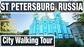 4K City Walks: St Petersburg Tours Russia Evening  - Virtual Walk Walking Treadmill Video