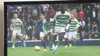 Rangers vs Celtic Olivier Ntcham kicks Scott Arfield