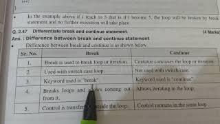 Difference between break and continue statement
