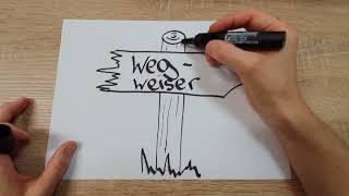 Wegweiser - Zeichen Tutorial (deutsch) | Jeder kann zeichnen mit Dani