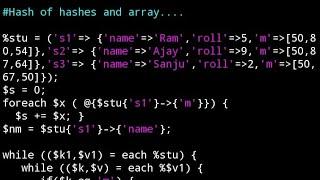 Hash of hashes and array in Perl programming,Example 1, find name of the student getting max marks