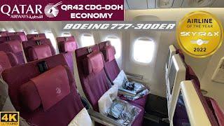 QATAR AIRWAYS QR42 Paris CDG  Doha DOH (Boeing 777-300ER Economy) Flight Report #58 [4K]