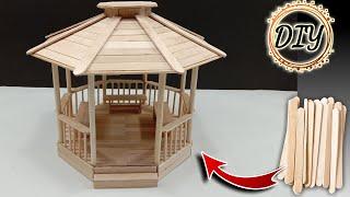 how to make a miniature gazebo from ice cream sticks