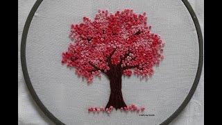 Cherry Blossom Tree - Hand Embroidery - French Knot Flowers