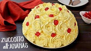 TORTA ZUCCOTTO ALL'ANANAS SENZA COTTURA Ricetta Facile - No Bake Pineapple Rose Cake Easy Recipe
