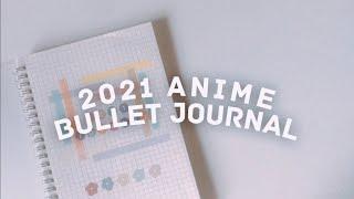 my 2021 anime bullet journal flip through