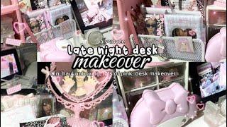  ! late night desk makeover — unboxing, cleaning, organizing, pinks, blacks & whites