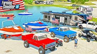 MEMORIAL DAY CAMPING & BOATING AT THE LAKE! (MALIBU BOATS & PONTOONS) | FARMING SIMULATOR 22