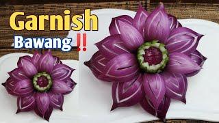 GARNISH BUNGA BAWANG MERAH BESAR‼️BISA UNTUK HIASAN TUMPENG//ONION FLOWER GARNISH CARVING