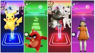 Pikachu vs Chicken Song vs Talking Tom vs Squid Game | Tiles Hop EDM Rush!!