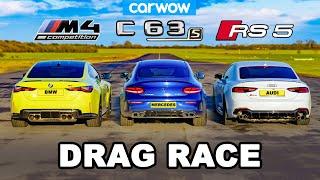 BMW M4 v AMG C63 v Audi RS5 - DRAG RACE