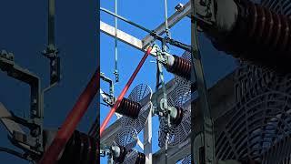 High voltage disconnect hot stick manual operation #substation #maintenance #electrical