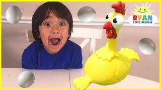Squawk Chicken Egg Game for kids and Kinder Surprise toys for winner