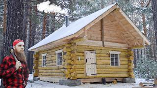 One Building a HUGE Log Cabin in the Forest by Old Technology | Start to Finish