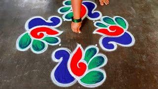 2025 newyear muggulu designs/margazhi madham peacock rangoli/Beautiful rangoli/Amazing rangoli