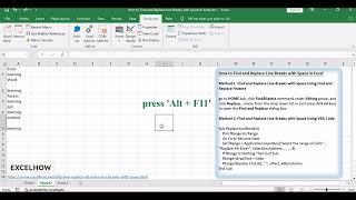 How to Find and Replace Line Breaks with Space in Excel