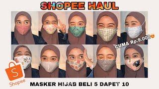 SHOPEE HAUL MASKER KAIN HIJAB HEADLOOP // BELI 5 DAPET 10 ! MURAH BGT! - NIDANURBANI