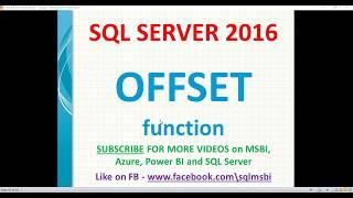 Offset in SQL Server | skip records in sql server