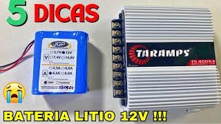 5  DICAS  Bateria Litio 12v 4400mah Sanyo C/ Fio E Termo + Carregador