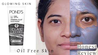 Ponds Pure Detox Mineral Clay Activated Charcoal Oil Free Glow Face Mask Demo &Review |