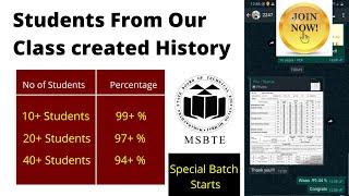 10+ students got above 99 % from Our Class | Best Class For MSBTE Diploma | Special Batch Starts 21