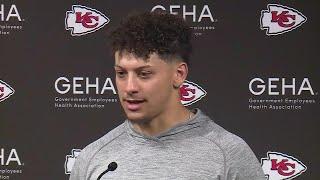 Quarterback Patrick Mahomes talks after Chiefs victory over the Raiders in Week 12