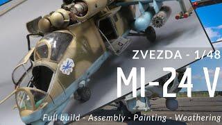 MI-24 V Hind - 1/48 Zvezda Model kit - Full build + Eduard PE