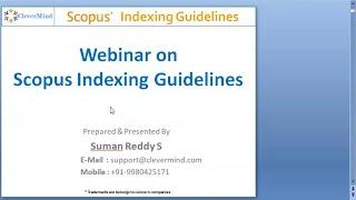 Webinar on Scopus Indexing Guidelines (17th May 2020)