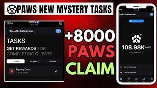 Paws Mystery Quest Today || Claim 8000 Paws mystery quest | 3 December Paws Mystery Quest