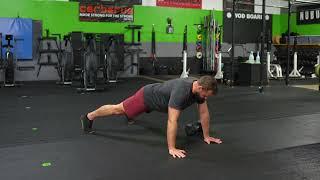 Push-Up Dumbbell Pull Through
