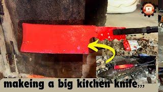 Making a Big Kitchen Knife from a Jumper Rod | Blacksmithing Tutorial