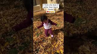 Leaf crunching contest | Fall theme #littlepinkbutterfly #baby #cutebaby #cute #davidspade