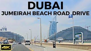 Dubai Jumeirah Beach Road | Driving Tour | Burj Al Arab | Wild Wadi Water Park | 4K | 2023