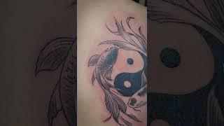 Yin Yang Koi Fish Tattoo || Aries Tattoo Studio || Artist  Mandeep #shortsvideo