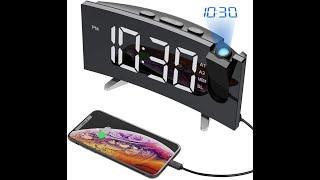 PROJECTION DIGITAL ALARM CLOCK WITH USB CHARGER FOR BEDROOM,30 FM RADIO