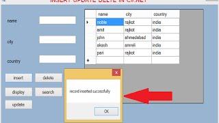 Insert Update Delete View and search data from access database in c# net