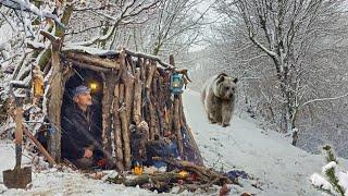 Winter Bushcraft Camp in Mountains _ Survival camping in heavy snowfall _ Secrets of Survival.