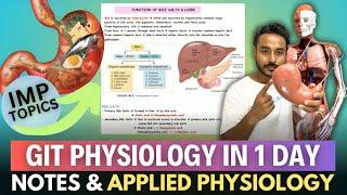 gastrointestinal physiology in 1 year in 2 days | git physiology important topics and note