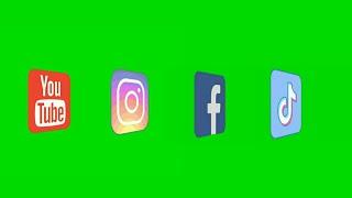 social media icons green screen animation effects | chroma key social media icon Rotate effects