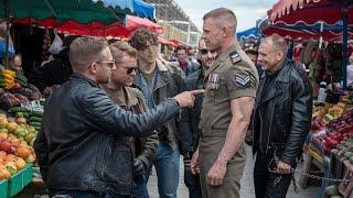 Bikers Mess with the WRONG Soldier at a Busy Marketplace