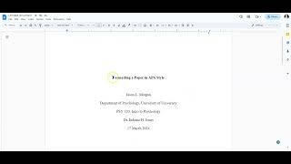 Formatting a 7th Edition APA Paper using Google Docs