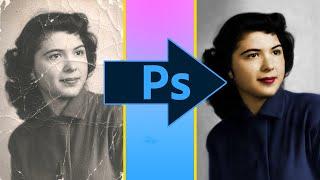 Damage photo repair in photoshop and color tutorial | old photo healing brush clone stamp|