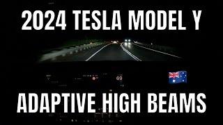 2024 Tesla Model Y Pixel Matrix Adaptive Headlights Test Australia